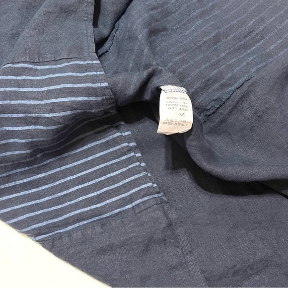 Luca Vanucci Woman 100% LINEN Blue with Stripes Italy Dress Size M - Picture 12 of 16